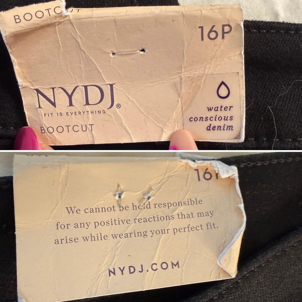 NWT NYDJ Barbara Bootcut Jeans 16P Black Lift Tuck Petite $139 Retail - Picture 7 of 13